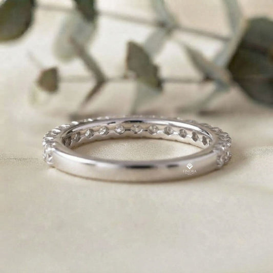 Classic Pavé Diamond Eternity Band Ring in 925 Silver, 10K/14K Gold (Rose/White/Yellow), & Platinum – Finora Jewelry