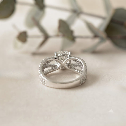 Round Cut Multi-Band Diamond Engagement Ring