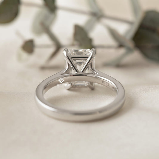 Emerald Cut Moissanite Solitaire Engagement Ring – Modern Classic for Her – 925 Silver / 10K & 14K Gold / Rose, Yellow, White Gold / Platinum | Finora Jewelry