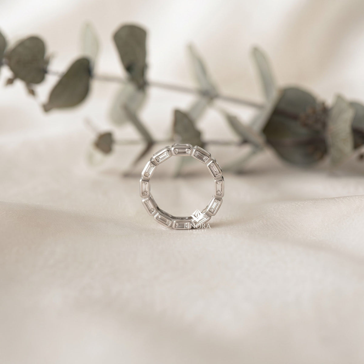asscher cut moissanite eternity wedding band, luxury statement ring – finora jewelry