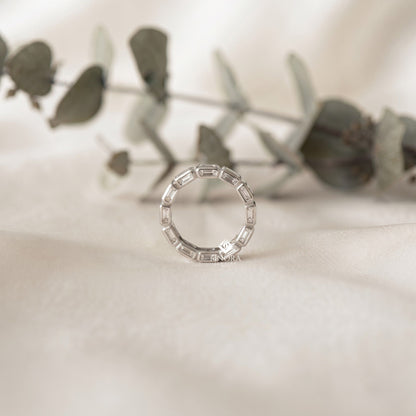 Asscher Cut Moissanite Eternity Wedding Band, Luxury Statement Ring – Finora Jewelry