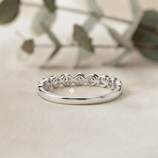 Bezel Set Diamond Eternity Band – Available in 925 Silver, 10K/14K Gold (Rose/White/Yellow), & Platinum By Finora Jewelry