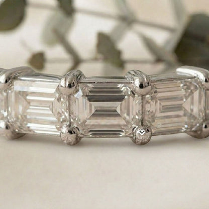 Baguette Cut Moissanite Eternity Wedding Band, Stackable Ring in 925 Silver, 10K & 14K Gold – Finora Jewelry