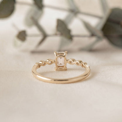 Emerald Cut Stacking Ring –  Minimalist Diamond Bar Band –   Dainty Gold Everyday Jewelry