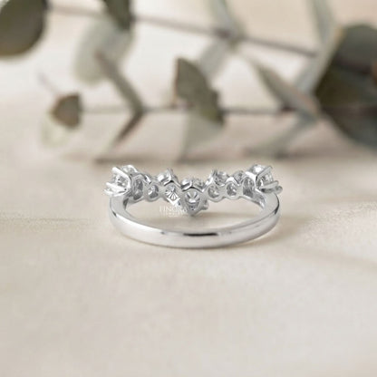 Round Cut Diamond Curved Wedding Band, Contour Stackable Ring – Finora Jewelry