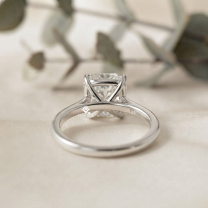 Cushion Cut Moissanite Solitaire Engagement Ring – Elegant 4-Prong Setting in White Gold, Yellow Gold, Rose Gold, or Platinum | Finora Jewelry