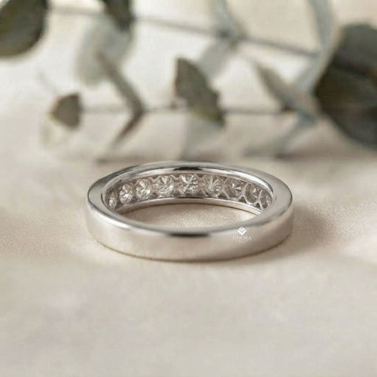 Round Diamond Channel-Set Eternity Band – Modern Elegance in 925 Silver, 10K/14K Gold (Rose, White, Yellow), or Platinum – Finora Signature Sparkle
