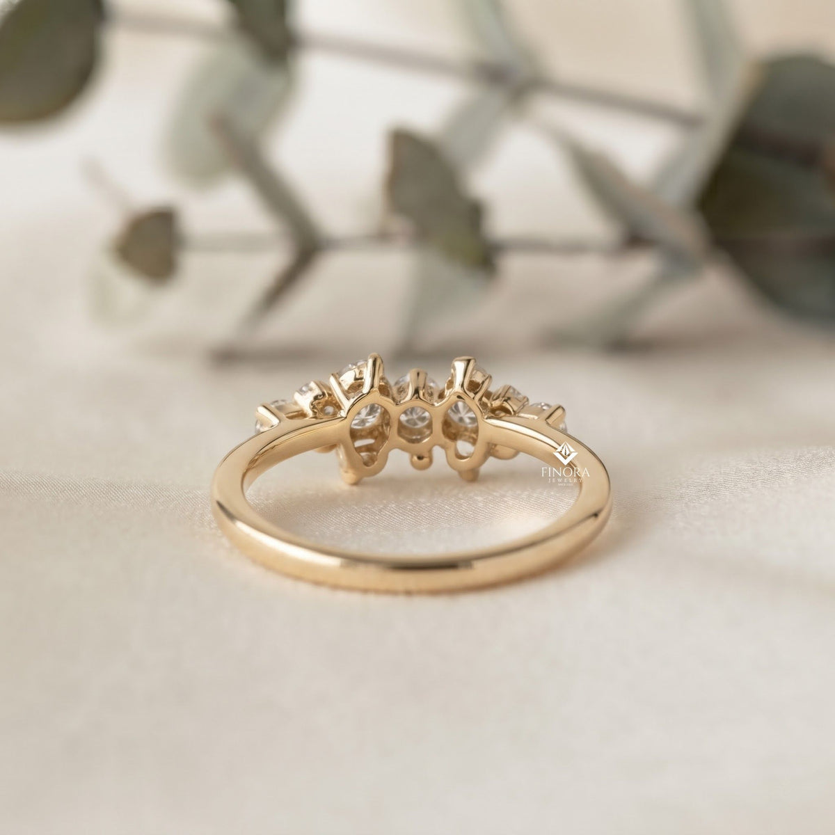 cluster diamond stacking ring – minimalist delicate gemstone band – dainty gold everyday jewelry