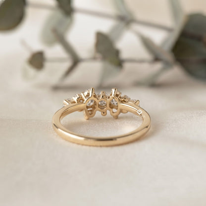 Cluster Diamond Stacking Ring – Minimalist Delicate Gemstone Band – Dainty Gold Everyday Jewelry