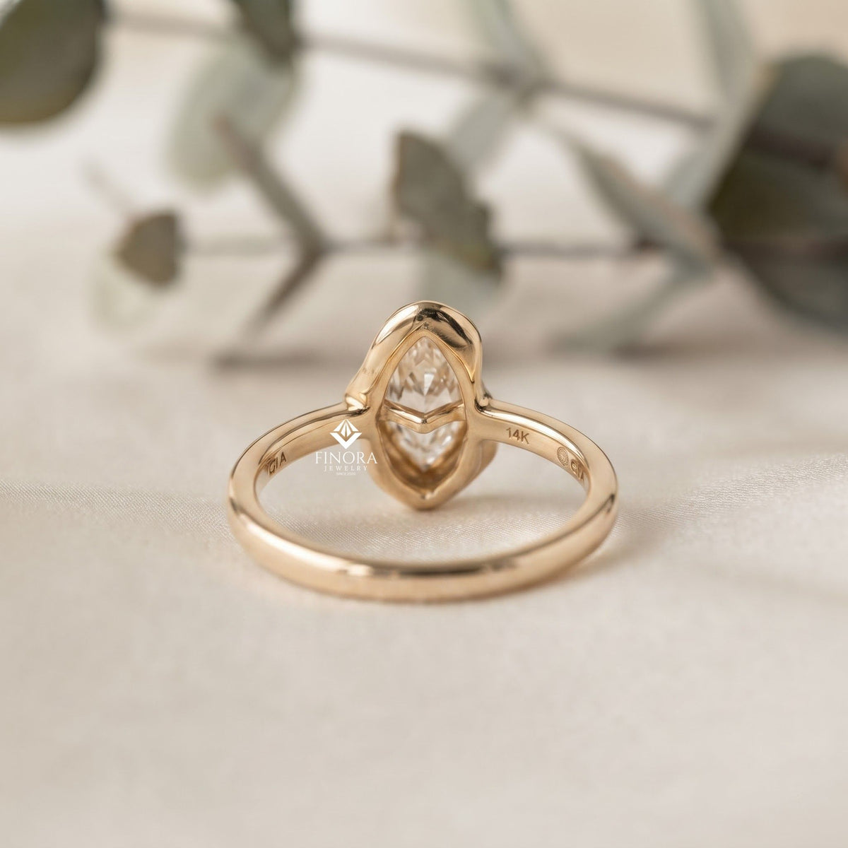 abstract bezel setting ring – modern engagement ring