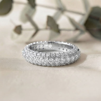 Round Cut Moissanite Full Eternity Wedding Band in 925 Sterling Silver – Finora Jewelry