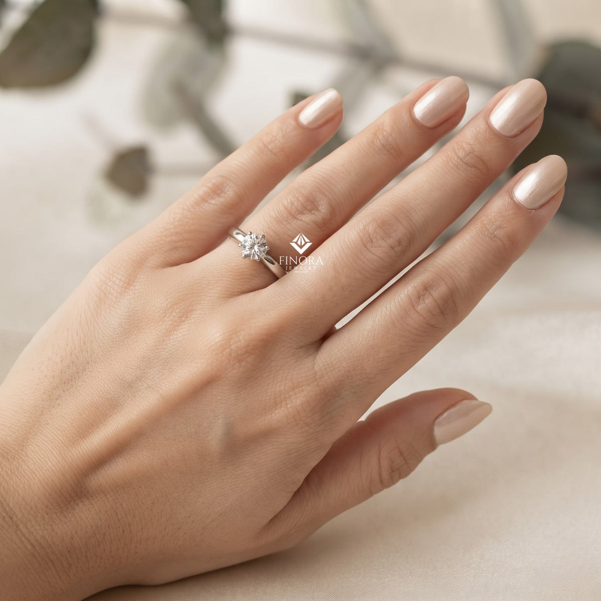 round cut moissanite solitaire engagement ring – finora jewelry