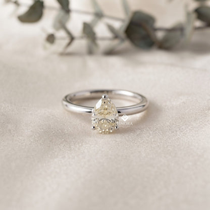 Sunshine Yellow Oval Gem Ring  –  14K Gold Elegant Engagement Ring