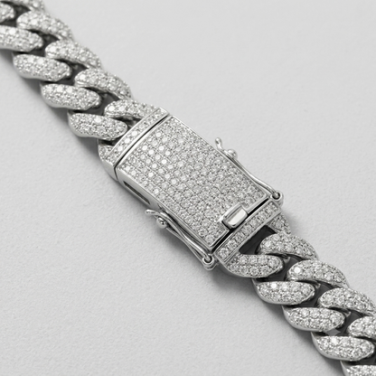 16mm Moissanite Silver Miami Cuban Link Chain - 22-Inch Heavyweight Choker