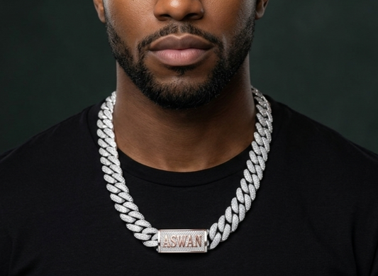 Moissanite Silver Miami Cuban Link Chain - Custom Name Clasp Choker