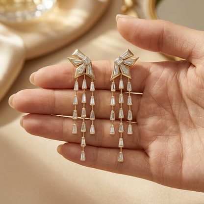 Art Deco Tapered Baguette Crystal Drop Earrings