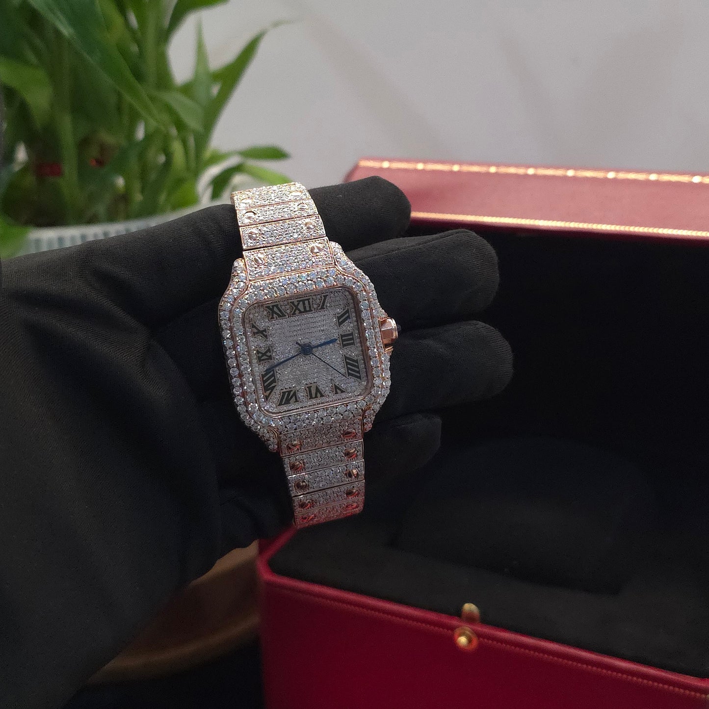 rose gold iced out 36mm women watch – bust down watch