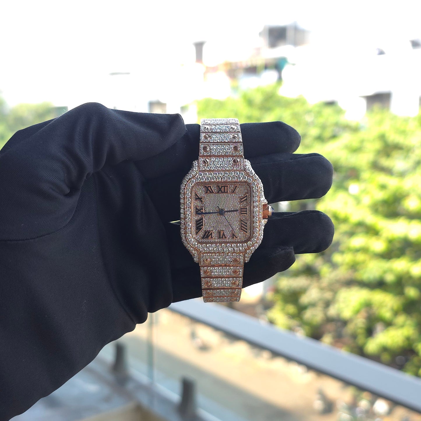 rose gold iced out 36mm women watch – bust down watch