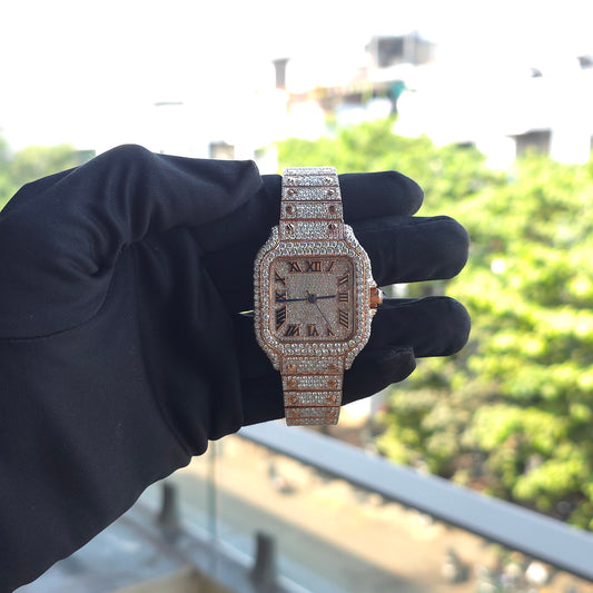 Rose Gold Iced Out 36mm Women Watch – Bust Down Watch