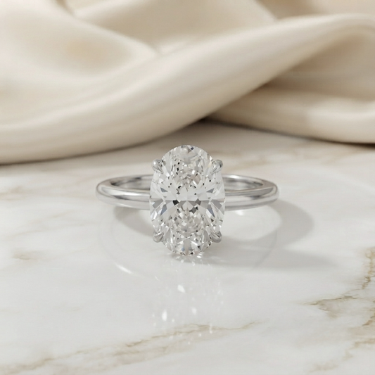 Oval Cut Moissanite Solitaire Ring – Classic Engagement Ring for Her – 925 Silver / 10K, 14K, 18K Gold / Platinum | Finora Jewelry