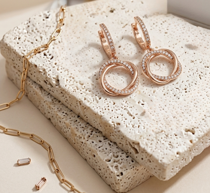 Interlocking Circle Drop Earrings-Hoop Earrings