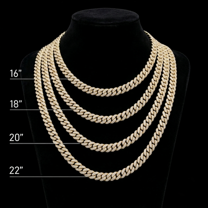 12mm Moissanite Yellow Gold Miami Cuban Link Chain - Classic Iced Out Neck Chain