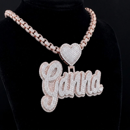 Custom Diamond Name Pendant with Heart – Finora Jewelry