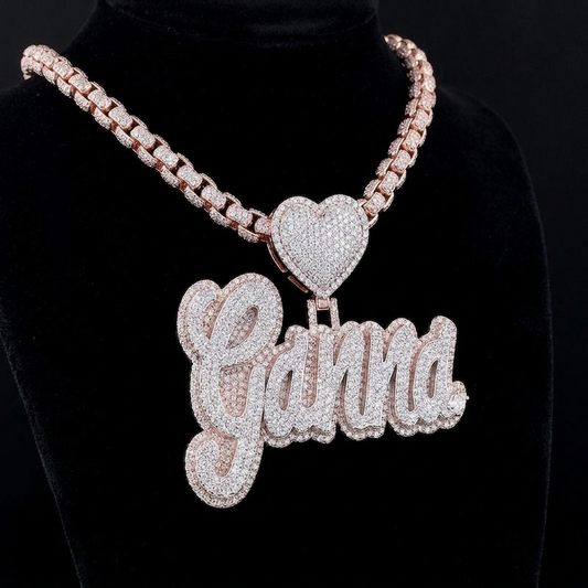 Custom Diamond Name Pendant with Heart – Finora Jewelry