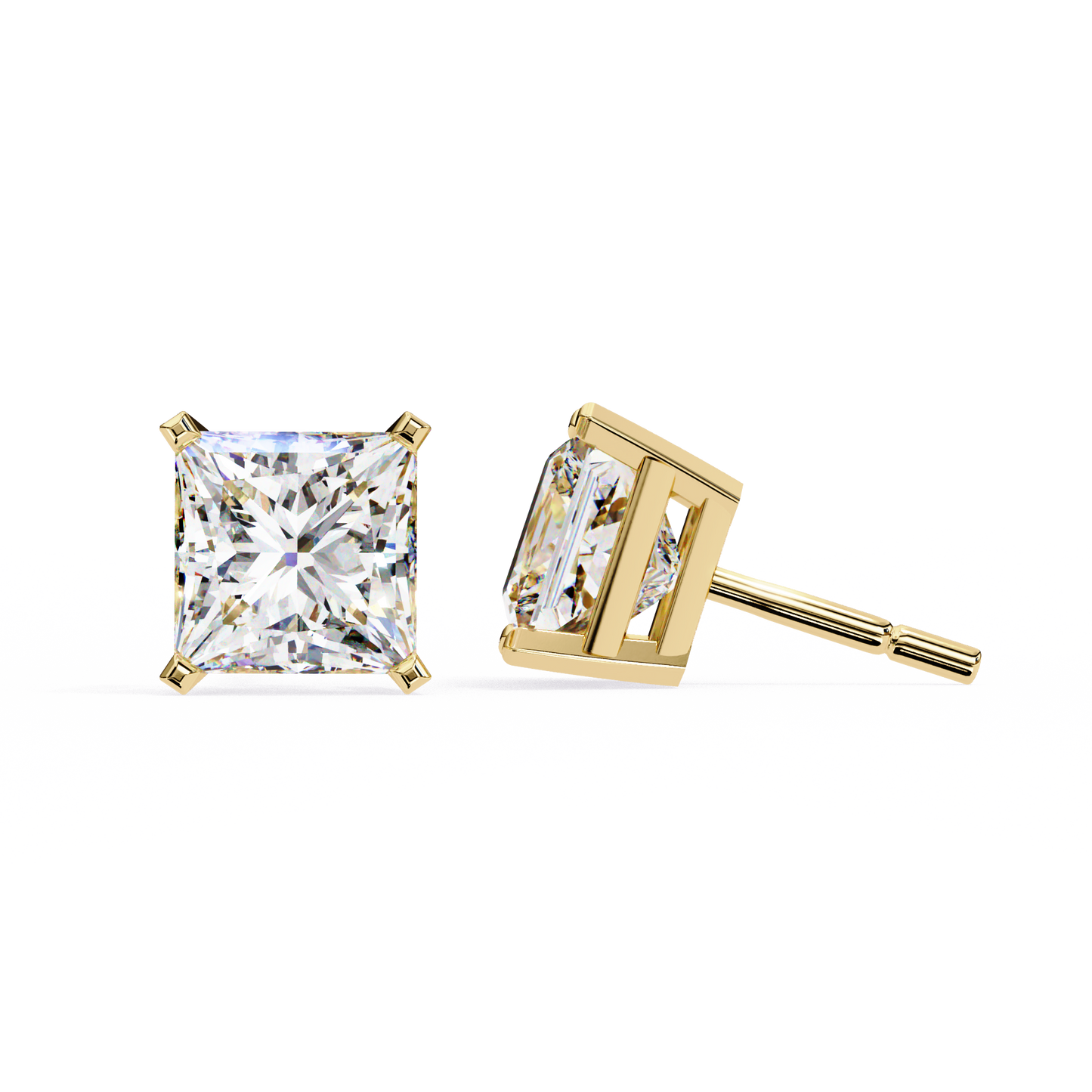 timeless radiance princess moissanite stud earrings – finora jewelry
