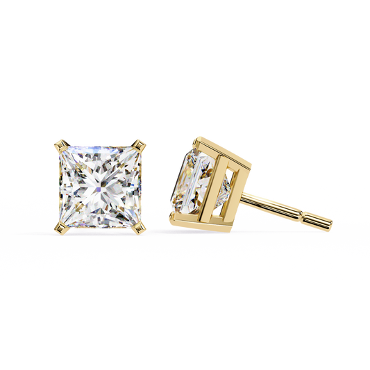 Timeless Radiance Princess Moissanite Stud Earrings – Finora Jewelry