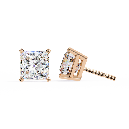 Timeless Radiance Princess Moissanite Stud Earrings – Finora Jewelry