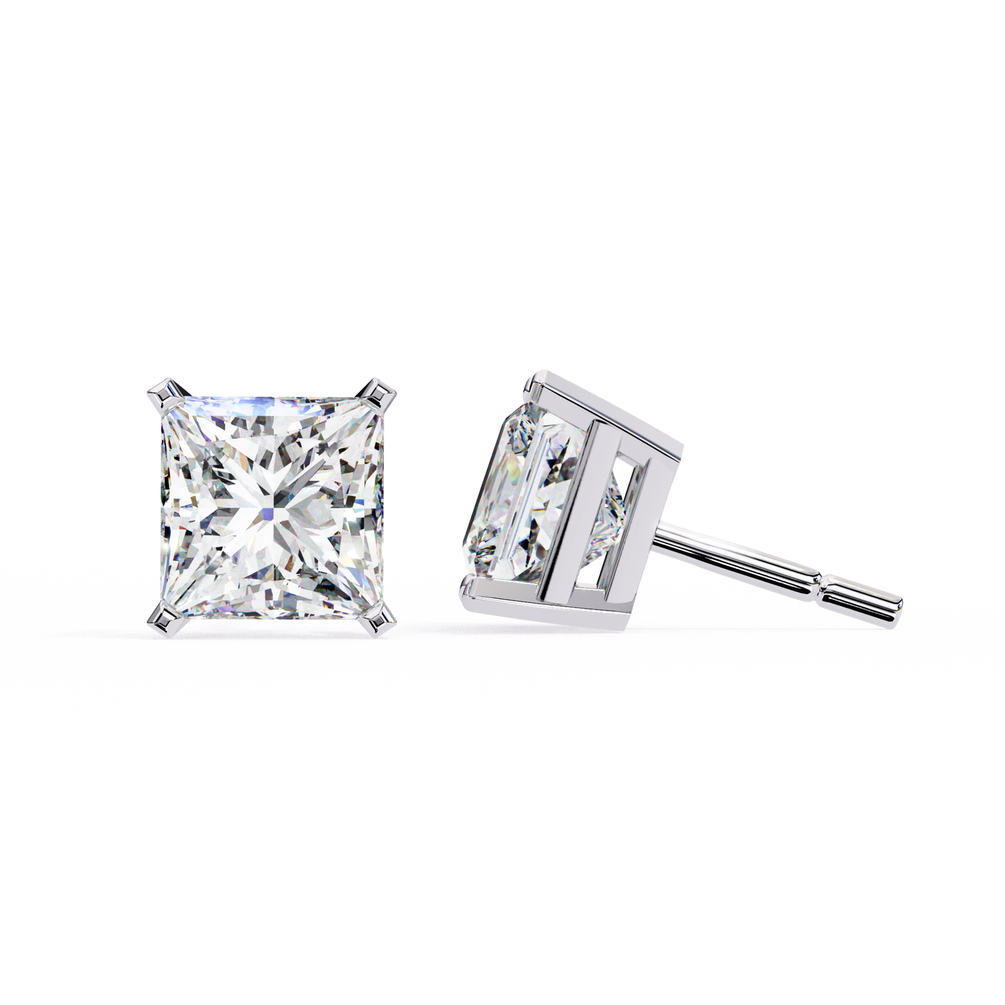 timeless radiance princess moissanite stud earrings – finora jewelry