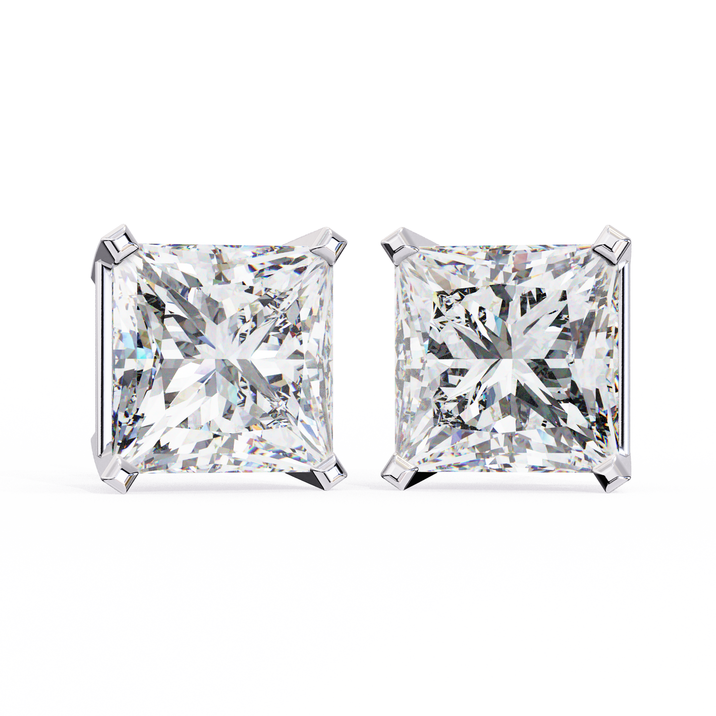 timeless radiance princess moissanite stud earrings – finora jewelry
