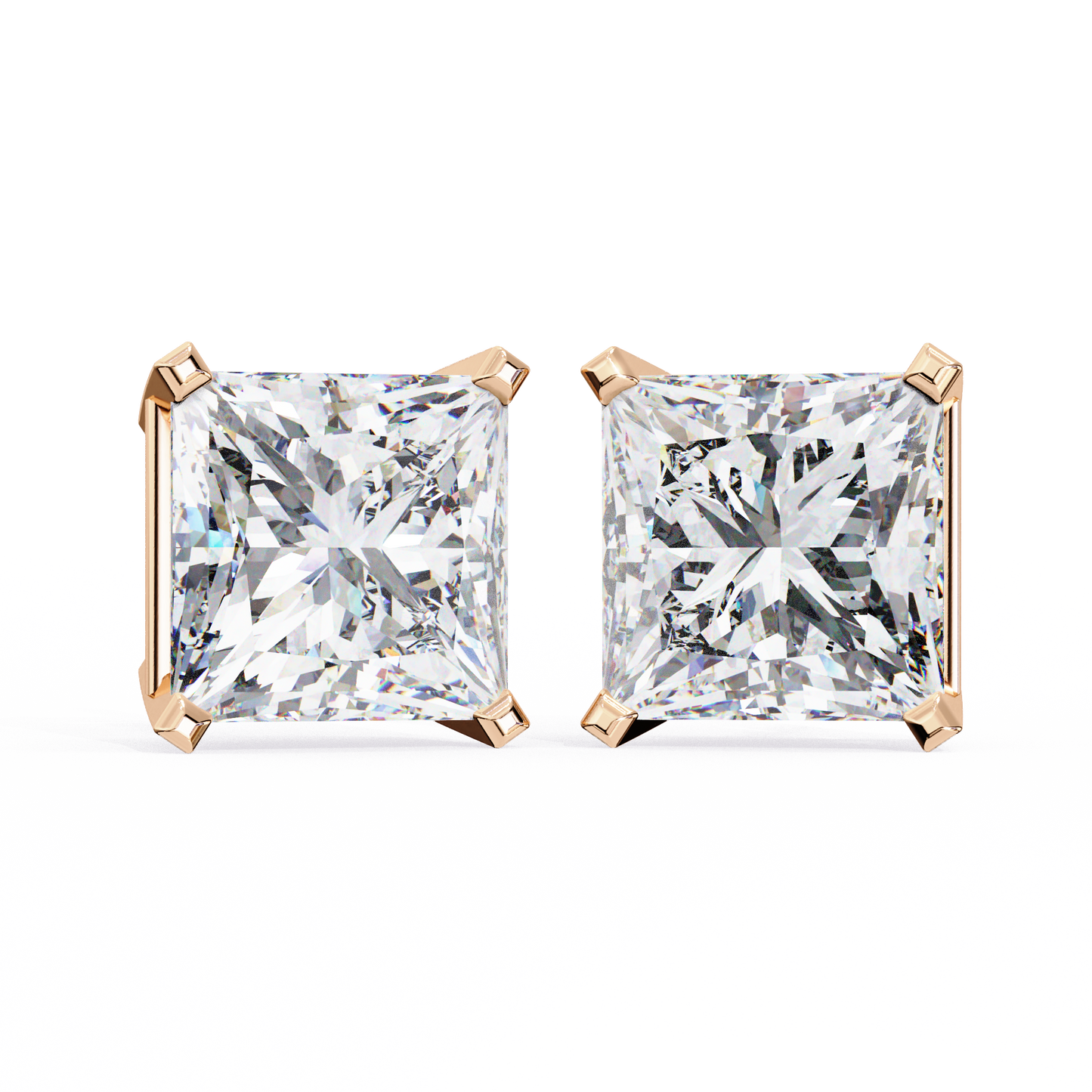 timeless radiance princess moissanite stud earrings – finora jewelry
