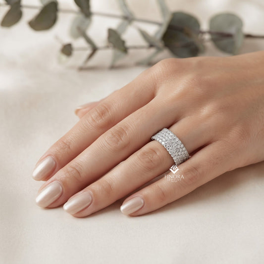Five-Row Diamond Eternity Band – Bold Statement Wedding Ring – Finora Signature Radiance