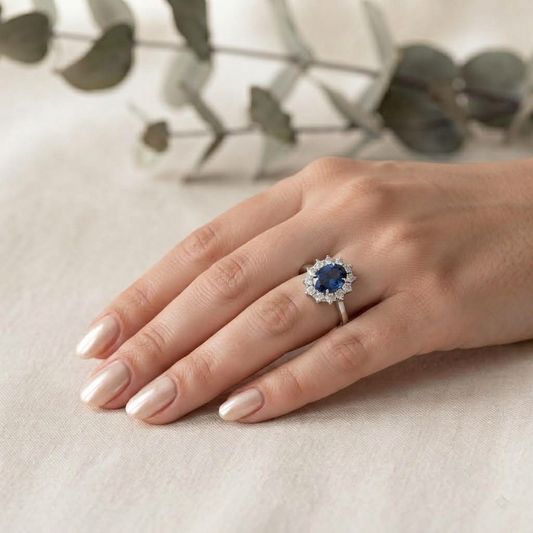 Blue Sapphire Engagement Ring | Sapphire Diamond Engagement Ring