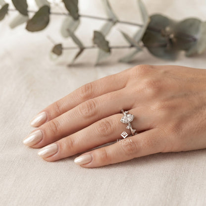 Dainty Branch Stacking Ring – Minimalist Diamond Twig Band  – Delicate Nature Inspired Jewelry
