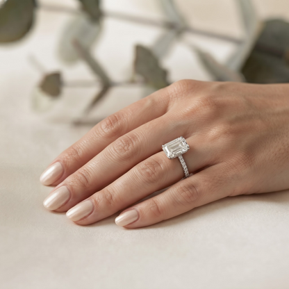 Emerald Cut Moissanite Solitaire Rings