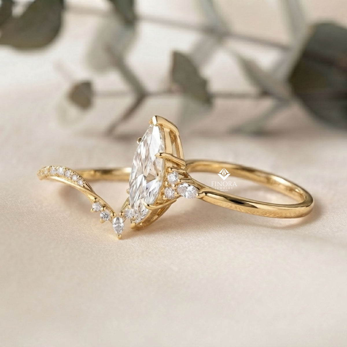 marquise cluster bridal set – celestial crown ring