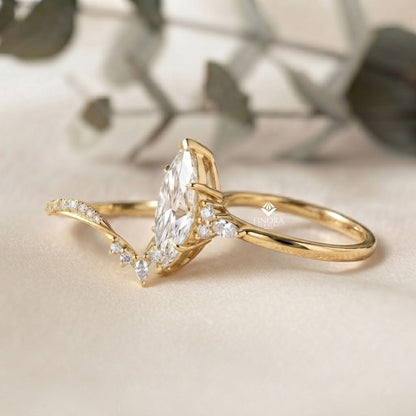 Marquise Cluster Bridal Set – Celestial Crown Ring