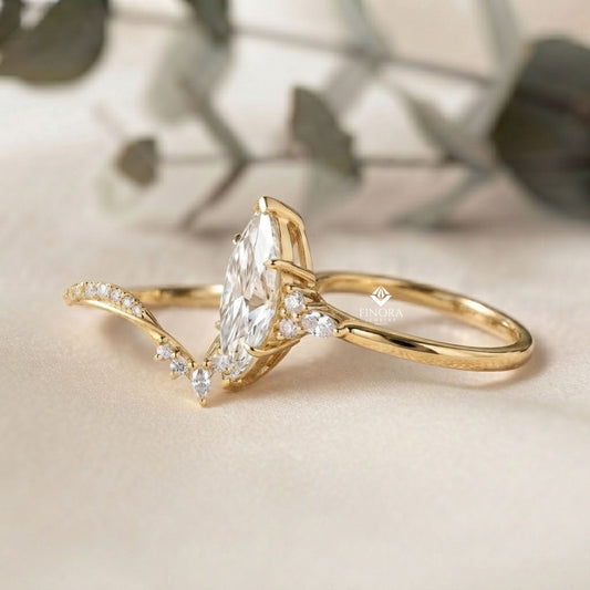 Marquise Cluster Bridal Set – Celestial Crown Ring