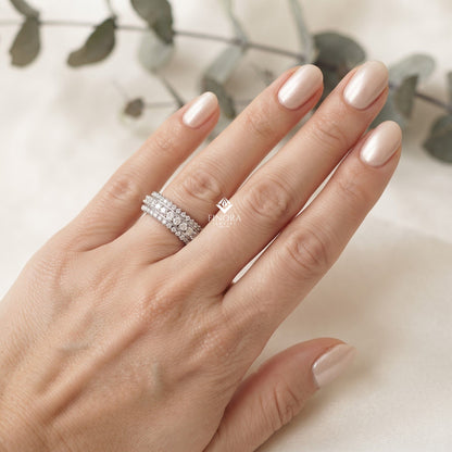 Round Cut Moissanite Full Eternity Wedding Band in 925 Sterling Silver – Finora Jewelry