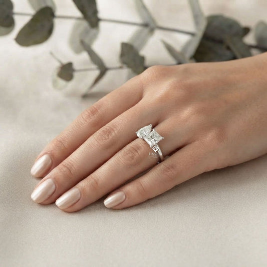 Two-Stone Pear & Princess Cut Diamond Ring – Dual Brilliance in 925 Silver, 10K / 14K Gold, or Platinum – Finora Symbolic Design of Love & Harmony – Meaningful Gift for Her
