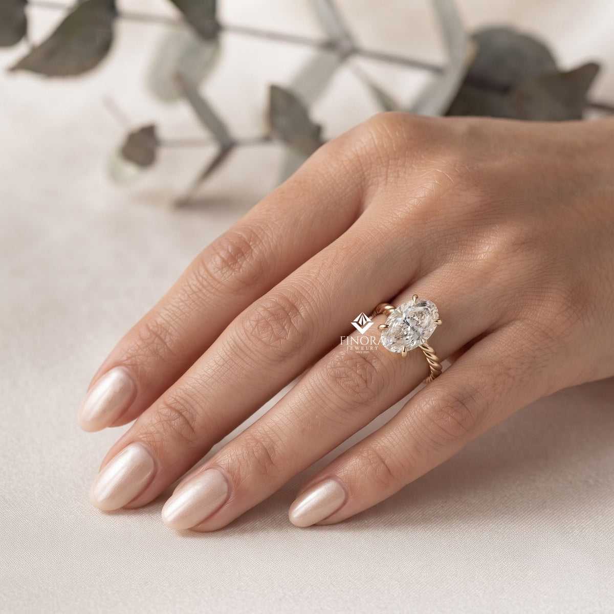 twisted band oval ring – luxury handmade gold jewelry – timeless engagement ring