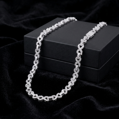 Infinity Link Chain – Baguette & Round Cut Iced Out Necklace By Finora Jewelry