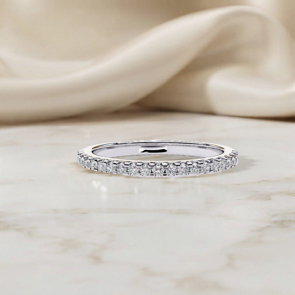 classic pavé diamond eternity band ring in 925 silver, 10k/14k gold (rose/white/yellow), & platinum – finora jewelry