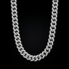 14mm Moissanite Silver Miami Cuban Link Chain - 22-Inch Heavyweight Choker
