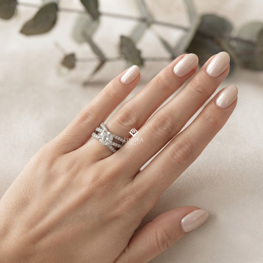 Round Cut Multi-Band Diamond Engagement Ring