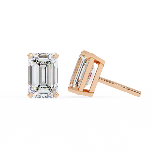 Timeless Radiance Emerald Moissanite Stud Earrings – Finora Jewelry