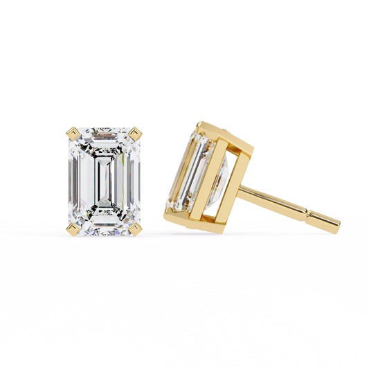 Timeless Radiance Emerald Moissanite Stud Earrings – Finora Jewelry